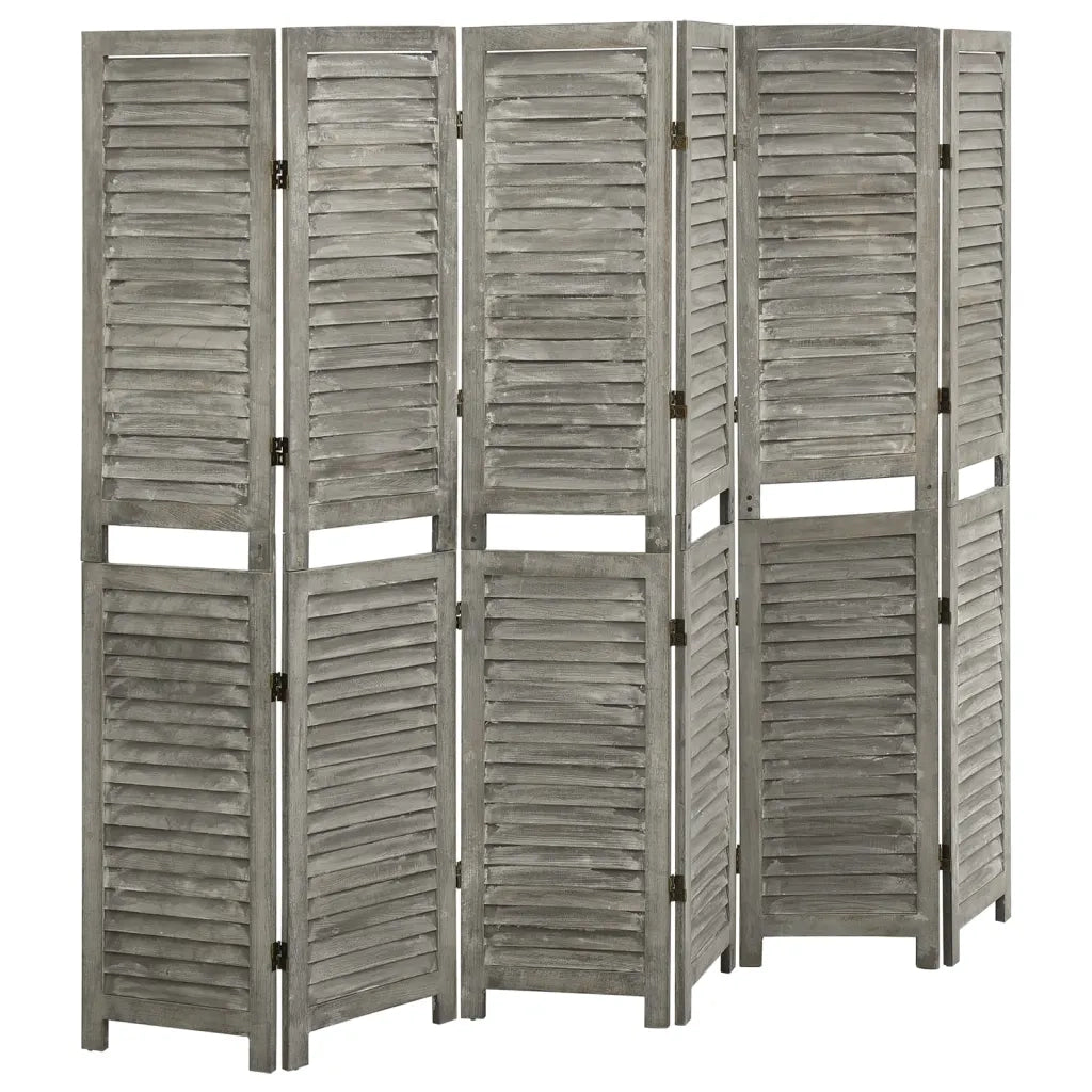 Divisorio a 6 Pannelli Grigio 214x166 cm in Legno Massello cod mxl 67334