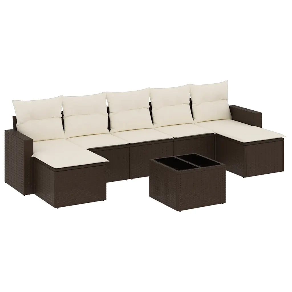 Set Divani da Giardino 8 pz con Cuscini Marrone in Polyrattan 3251690