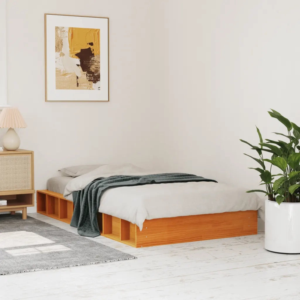 Letto senza Materasso Marrone Cera 90x200 cm Legno di Pino