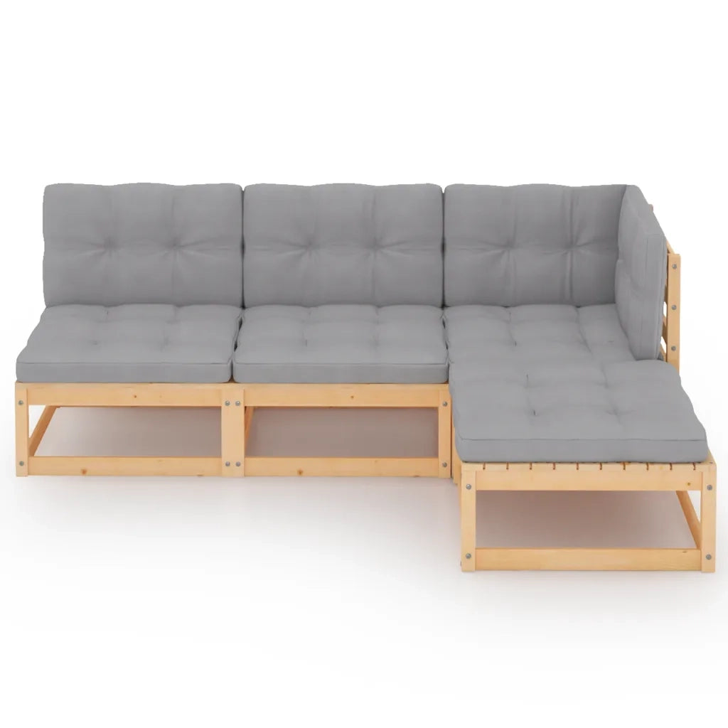 Set Divani da Giardino 4 pz con Cuscini Legno Massello di Pino cod mxl 44136