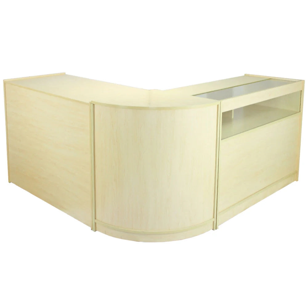 Set Galaxy con 3 Banconi da Negozio e Reception con Finitura in Acero Laminato