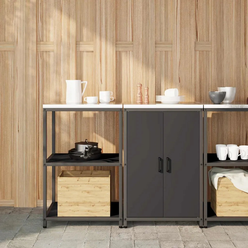 vidaXL Set di Stoccaggio per Cucina 2 pcs Nero 120 x 50 x 92 cm
