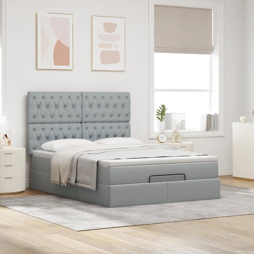 Struttura Letto Pouf con Materasso 140x190 cm in Tessuto 3314086