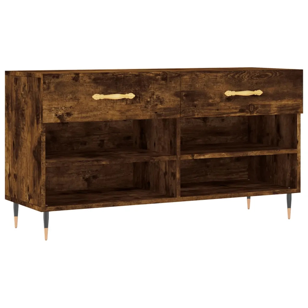 Panca Porta Scarpe | Scarpiera | Mobile per scarpe Rovere Fumo 102x35x55 cm Legno Multistrato