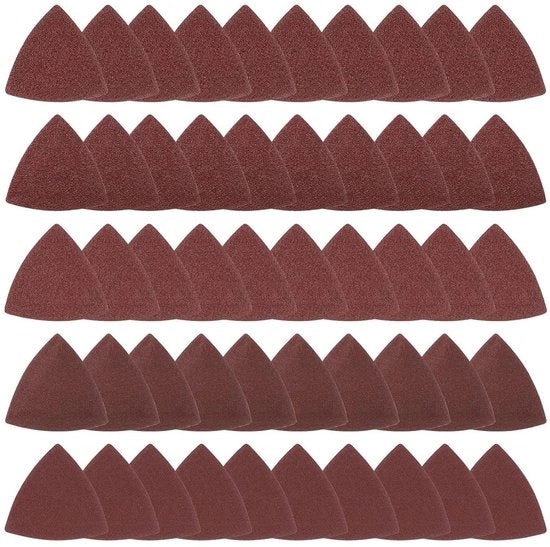 Sfregiatore a forma di triangolo - 50 pezzi - grana 40-180 - 3-1/8 pollici - con gancio e anello - ordinato - per mobili - legno - carta vetrata - ossido di alluminio.
