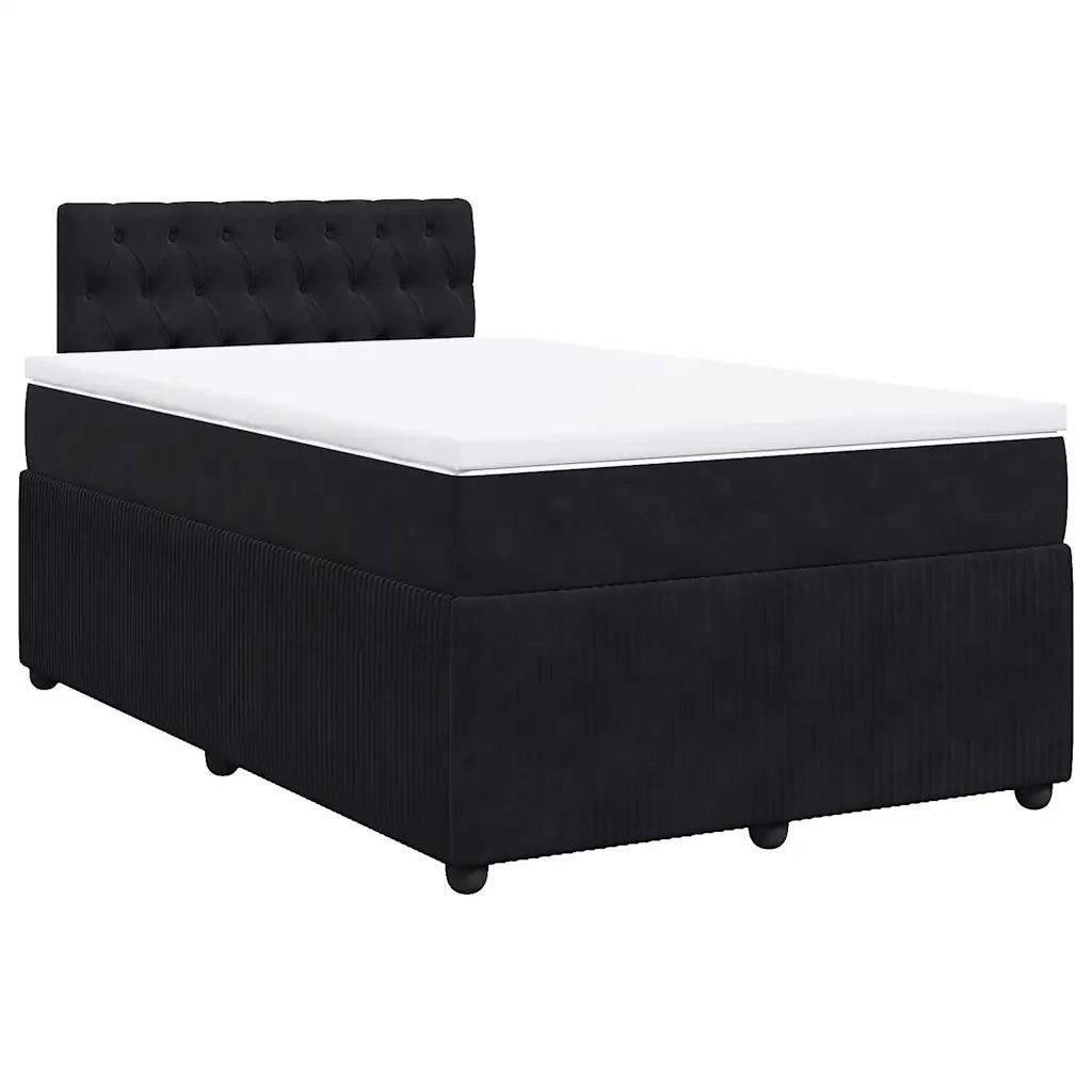 Giroletto a Molle con Materasso Nero 120x190 cm in Velluto
