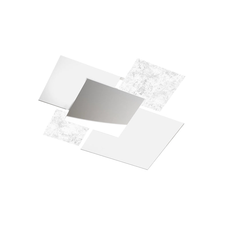 Lampada da soffitto moderna 1088/70-FA Vetri Bianchi e Foglia Argento 4xE27