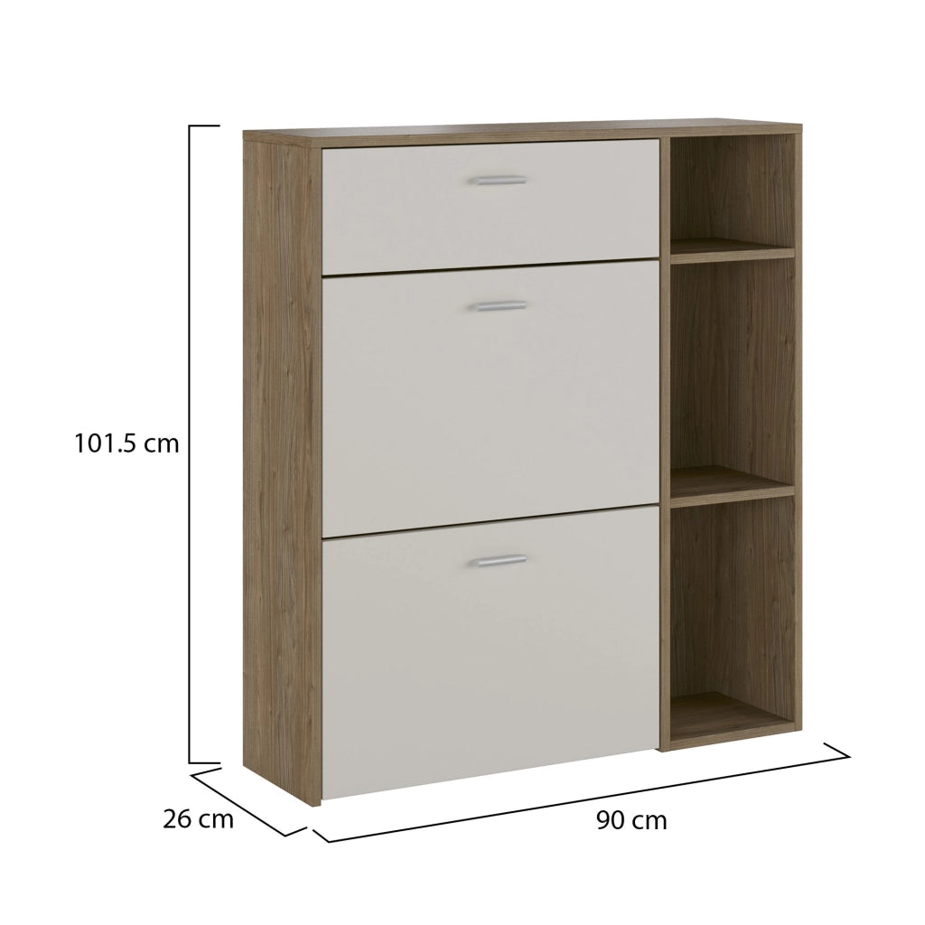 Mobile Portascarpe Samassi, Scarpiera Paia, 90x26x102h cm Marrone Noce