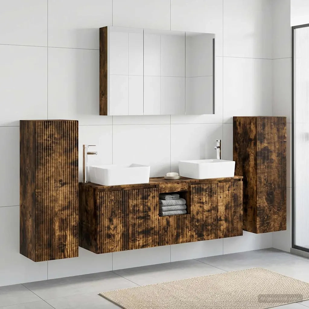 Set di mobili per il bagno 6 pcs Rovere Fumo 3407171
