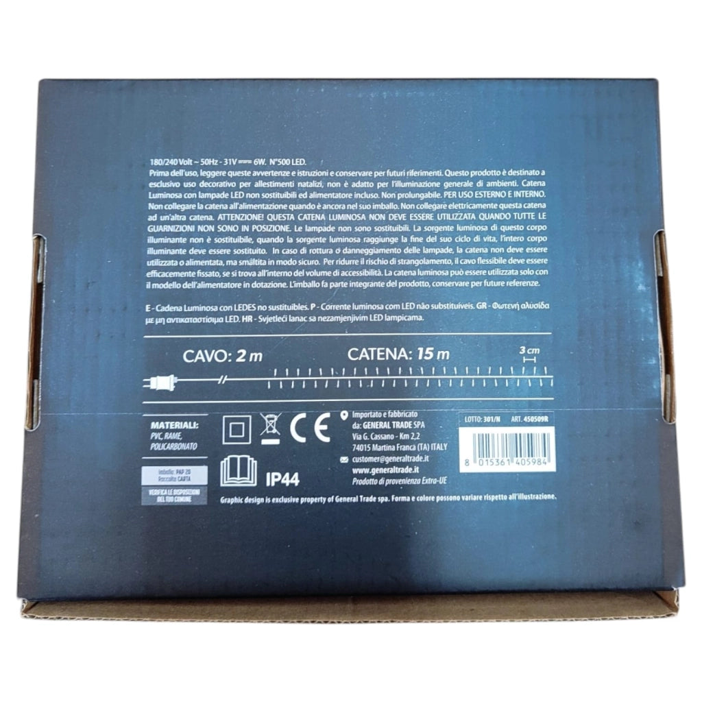 LUCI LED ORO 500 LED 15 MT INTERNO ESTERNO