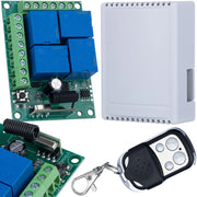 Modulo Relè con Telecomando 433MHz – 4 Canali, Portata 100m | Alimentazione 12V DC, Frequenza 433MHz