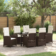 Set da Pranzo per Giardino con cuscino 7 pcs Marrone polyrattan 3380271