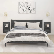 Mensole da Letto a Parete 2 pz Grigio Legno Massello di Pino cod mxl 32926