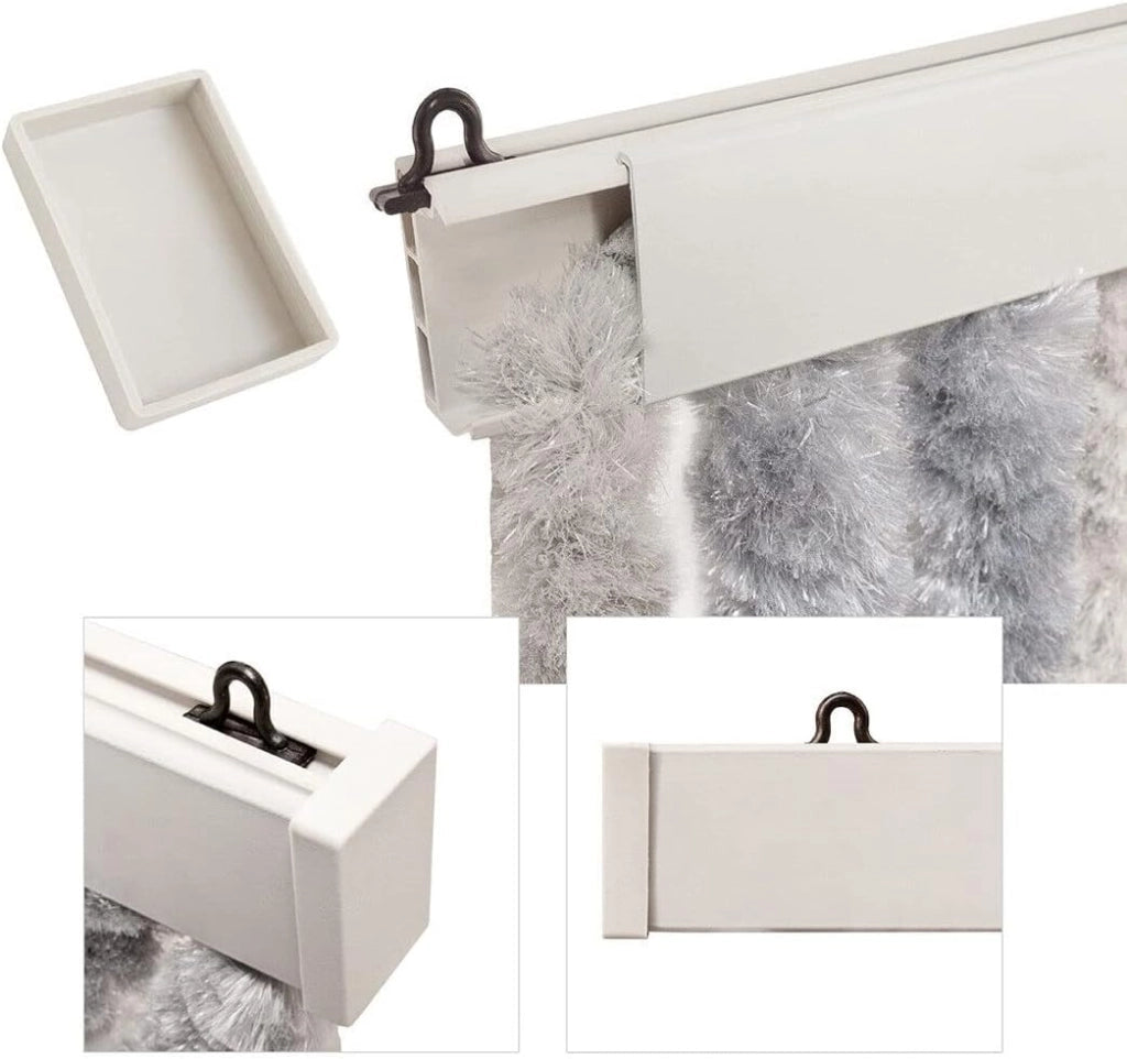 Tenda in Ciniglia 120x230 cm Porta Ingresso ProteggiSole Antimosche Lavabile Regolabile Argento