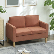 Divano a 2 posti compatto con contenitore, rivestimento effetto corda, gambe in legno, arancione