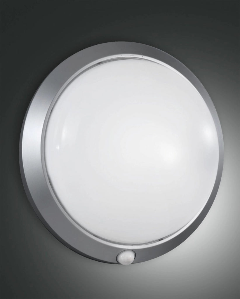 ARMILLA PLAFONIERA D.30CM  ARGENTO IP44 1 LUCE ATTACCO E27 CON SENSORE MOVIMENTO
