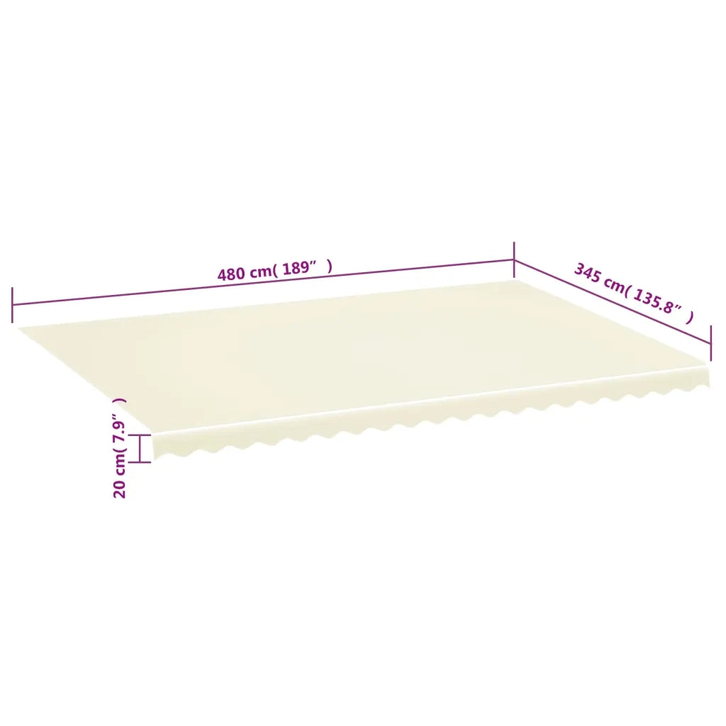 Tessuto di Ricambio per Tenda da Sole Crema 500x350 cm Poliestere 311932