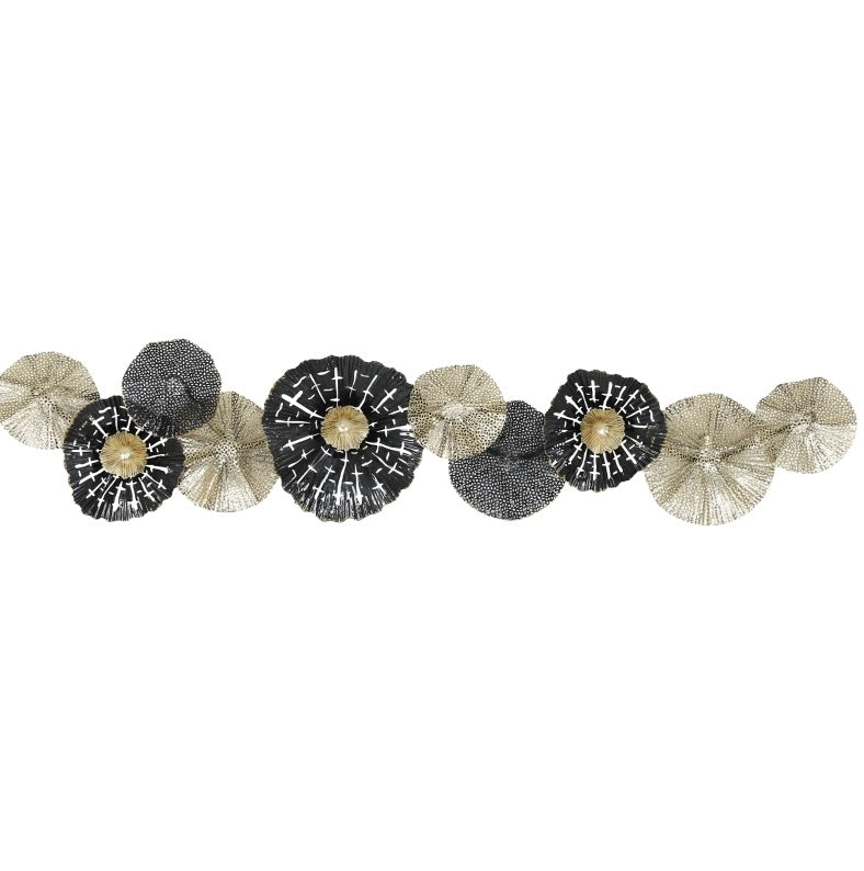 Decorazione da parete in metallo 134x7x29 cm nero e oro, facile da montare –
