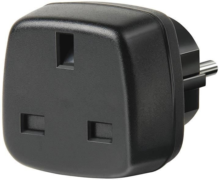 Brennenstuhl 1508530 Adattatore da Viaggio Spina Tipo G GB verso Tipo E F 13A 250V protezione contatti colore Nero