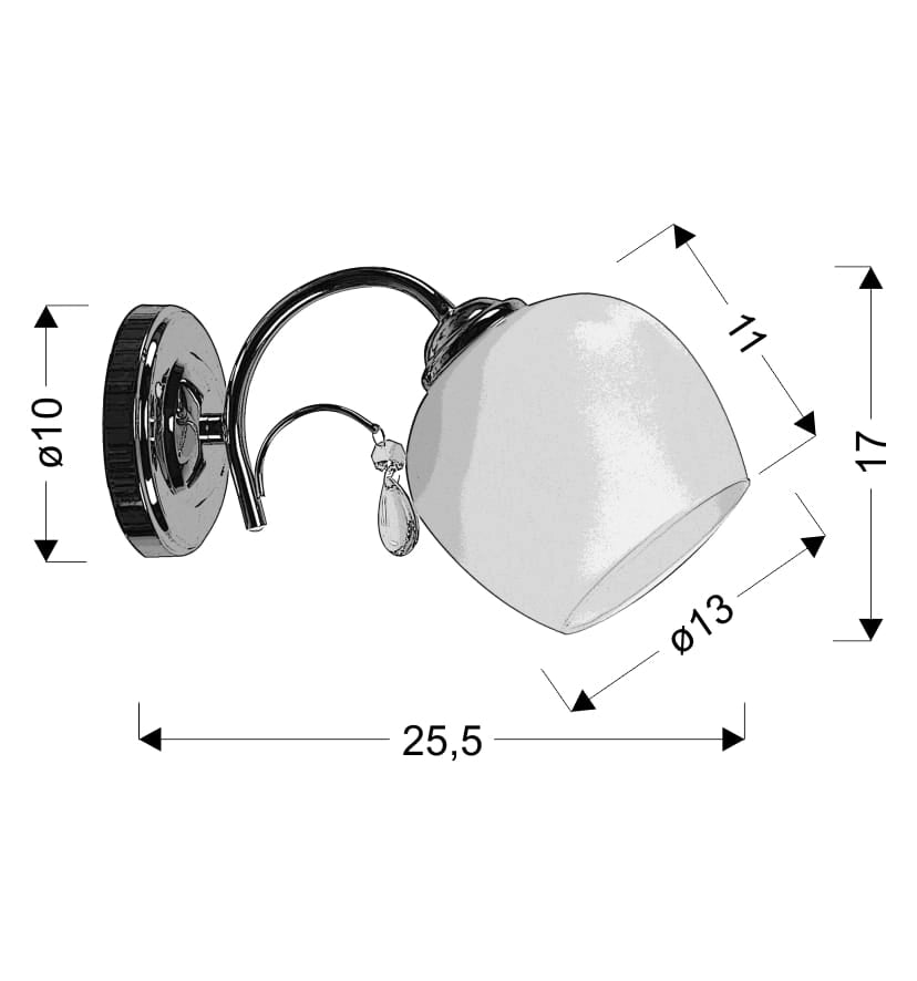Applique Zachera Candellux bianco/cromo E27 1x40W in vetro