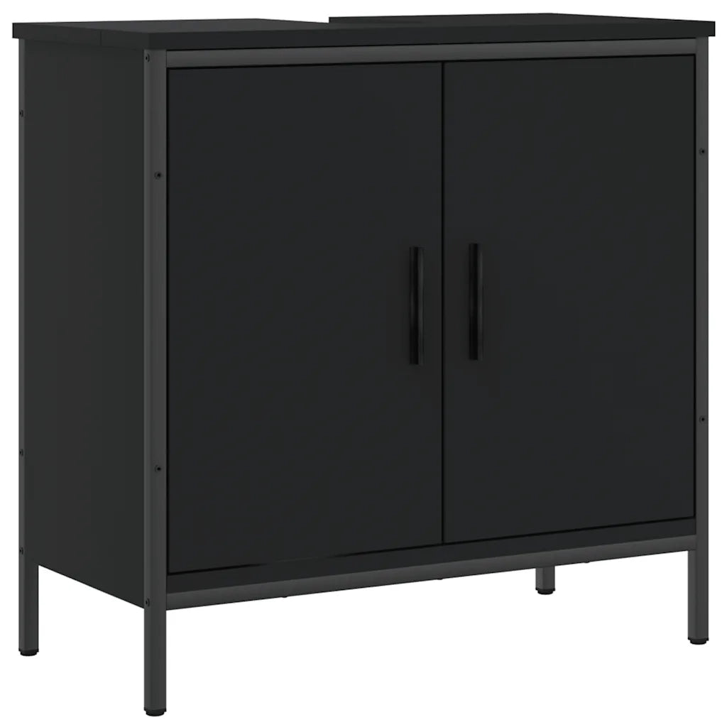 vidaXL Mobile Lavabo Bagno Nero 60x30x60 cm in Legno Multistrato