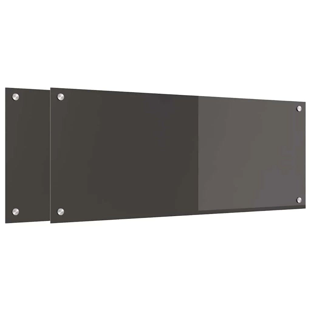 Set di 2 paraschizzi da cucina resistenti al calore 100 x 40 cm design moderno e pratico in vetro temperato grigio scuro 02_0056247