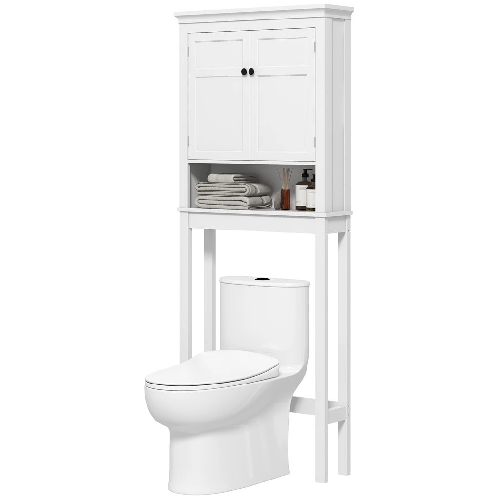 Mobile Bagno Sospeso 2 Ante con Ripiano Regolabile ¨C Zephmum ¨C 70x20x175 cm Bianco