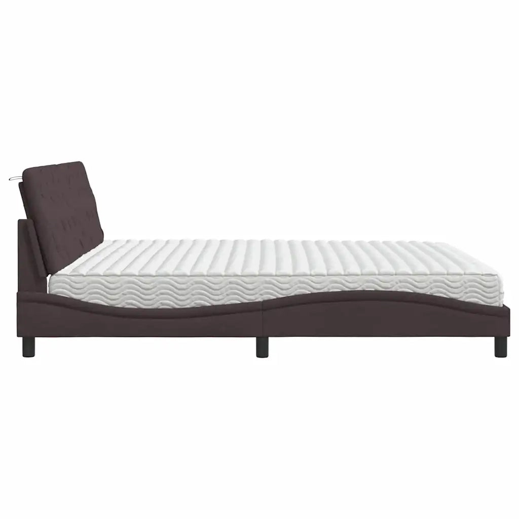 Letto con Materasso Marrone Scuro 200x200 cm in Tessuto