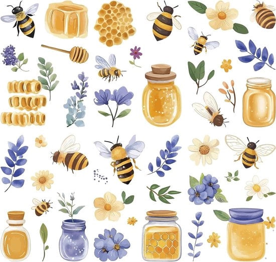Stickers per raccoglitore di miele per api, lampade per muro animali, adesivi per raccoglitore di miele acqua resistente giallo per uso domestico, decorazioni estive e festive.