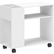 Supporto per stampante 70x34x60 cm in truciolato bianco con ruote