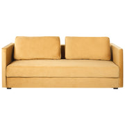 Divano letto in velluto giallo con 3 posti con vano portaoggetti e cuscini sfoderabili stile moderno classico soggiorno