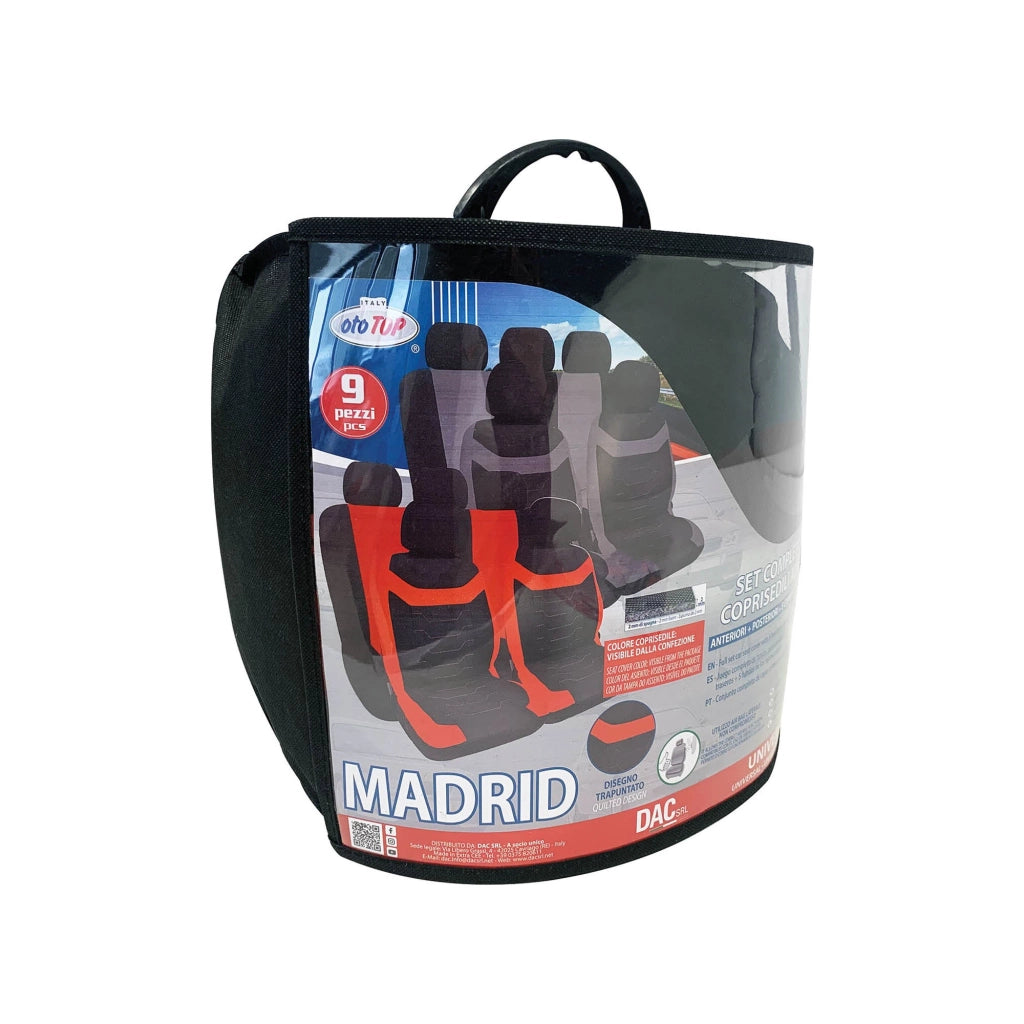 Set Coprisedili Anteriori e Posteriori Universali in Poliestere e Spugna Madrid Rosso