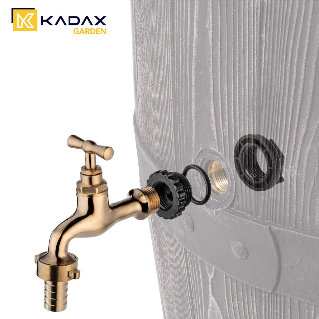 Rubinetto da giardino KADAX 3/4 per serbatoio di acqua piovana con valvola a barilotto.