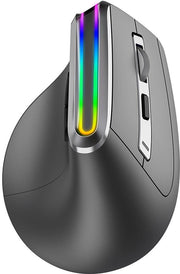 Mouse verticale wireless - WiFi 2,4 GHz/draadloso/USB C - Ricaricabile - RGB - 2400 DPI - Ergonomica - Stil - Ricevitore nano integrato 10 m - Grigio