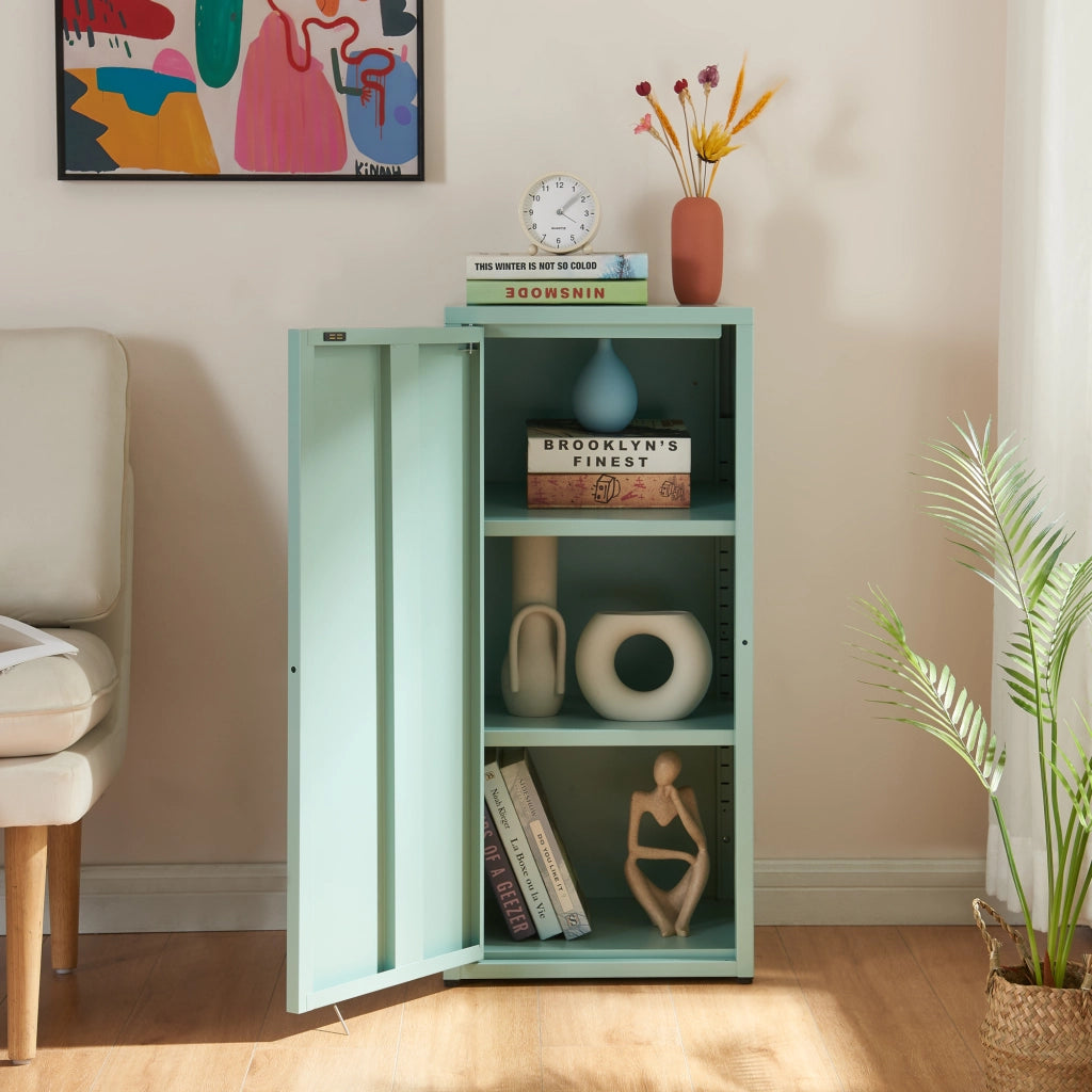 Armadio a Colonna Burlöv in Metallo Mobile per Archivio 88 x 40 x 35 cm Menta Verde [en.casa]