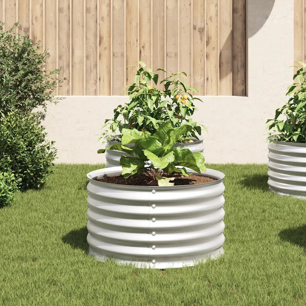 Letto Rialzato Giardino 80x80x44 cm in Acciaio Zincato Argento 45520