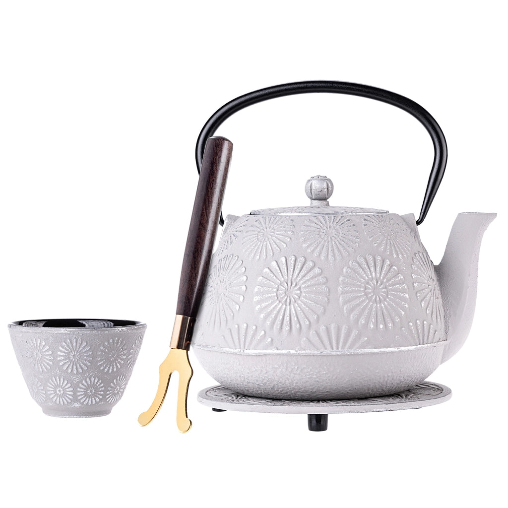 Teiera/Brocca in ghisa KADAX, ideale per tisane, 1100 ml, 4 tazze, colore grigio.