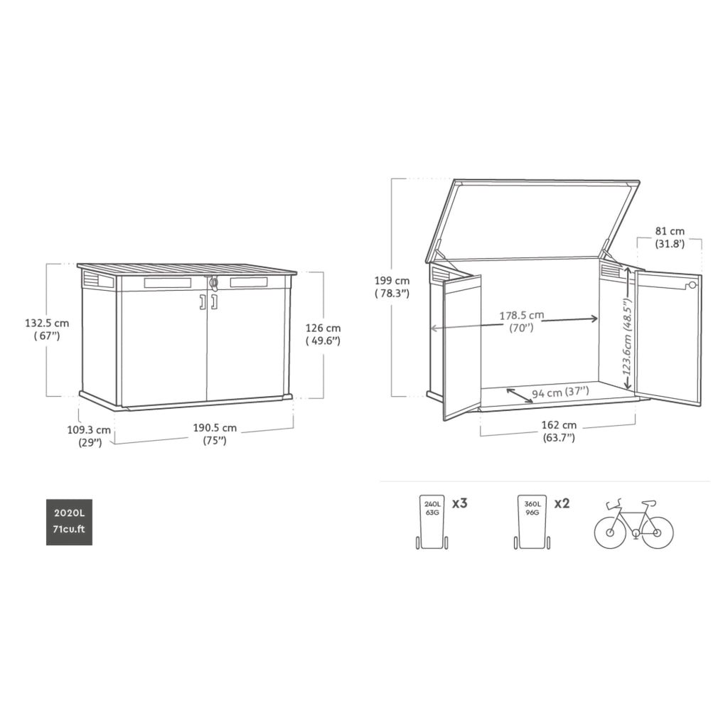 Mobile da Giardino Litchfield, Armadio da Esterno Cassetti, 191x109x133h cm Grigio