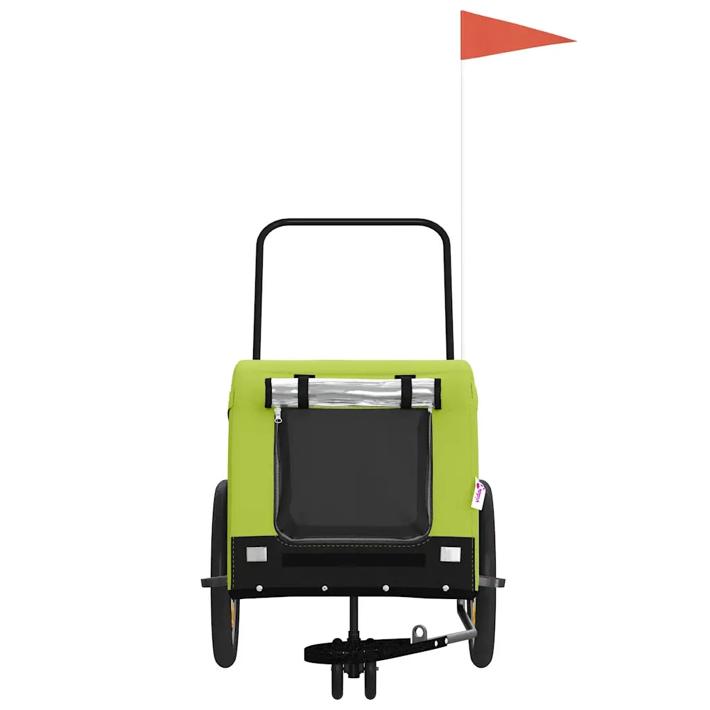 Rimorchio da Bici per Animali Verde e Nero Oxford e Ferro CFW1597695