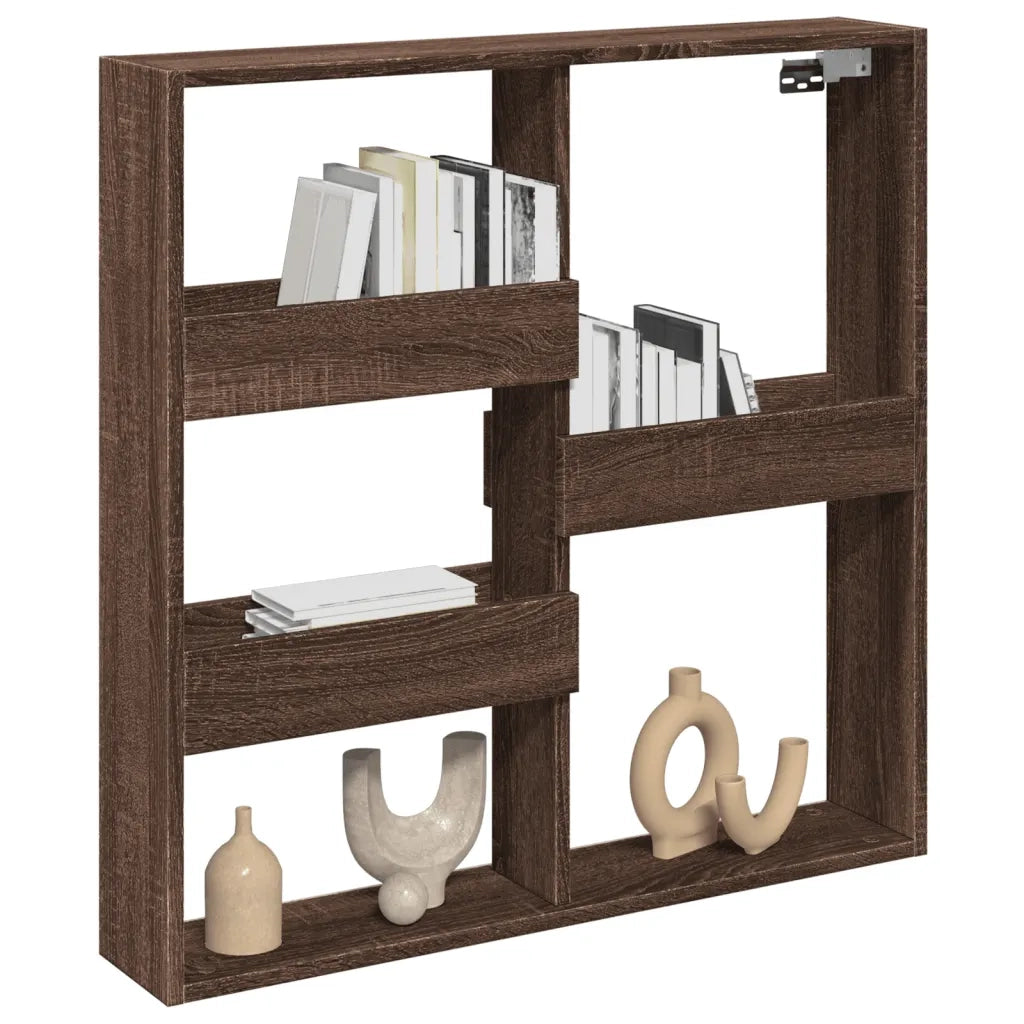Armadietto a Muro | Mobile a Parete Rovere Marrone 80x15x80 cm Legno Multistrato