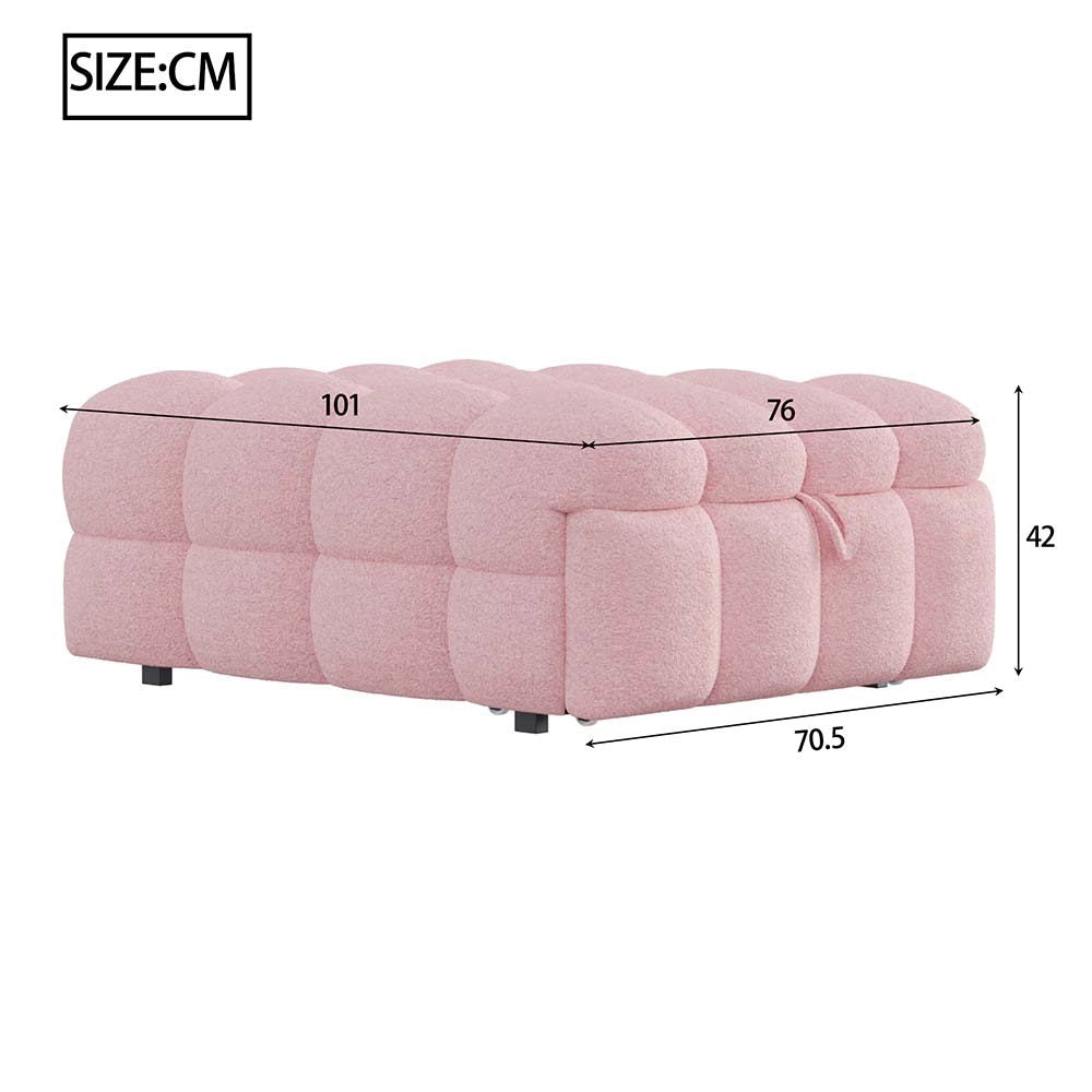 Pouf letto gigogne - Xylo - rosa, peluche, convertibile in letto