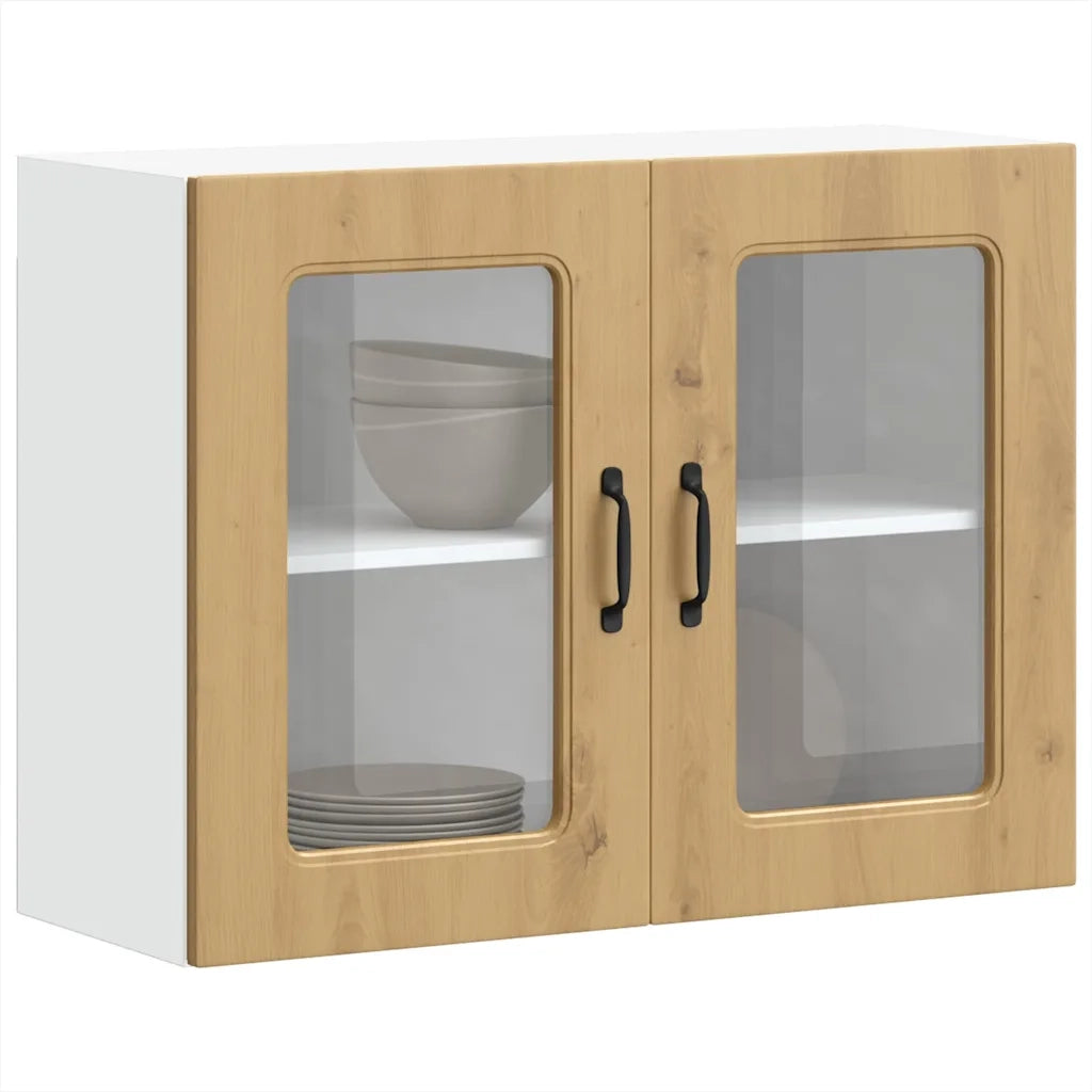 Pensile da Cucina con Porta in Vetro Kalmar Rovere Artigianale 853616