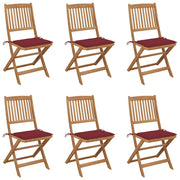 Sedie da Giardino Pieghevoli 6 pz con Cuscini Massello Acacia cod mxl 72075