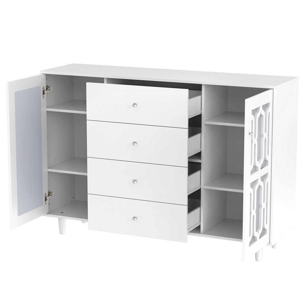 Buffet bianco a specchio - Xylo - Poign??es en cristal per soggiorno e sala da pranzo