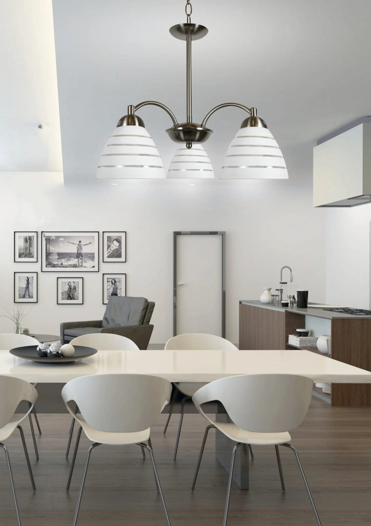 Lampadario Candellux ULI 33-66152 argento satinato vetro 3xE27