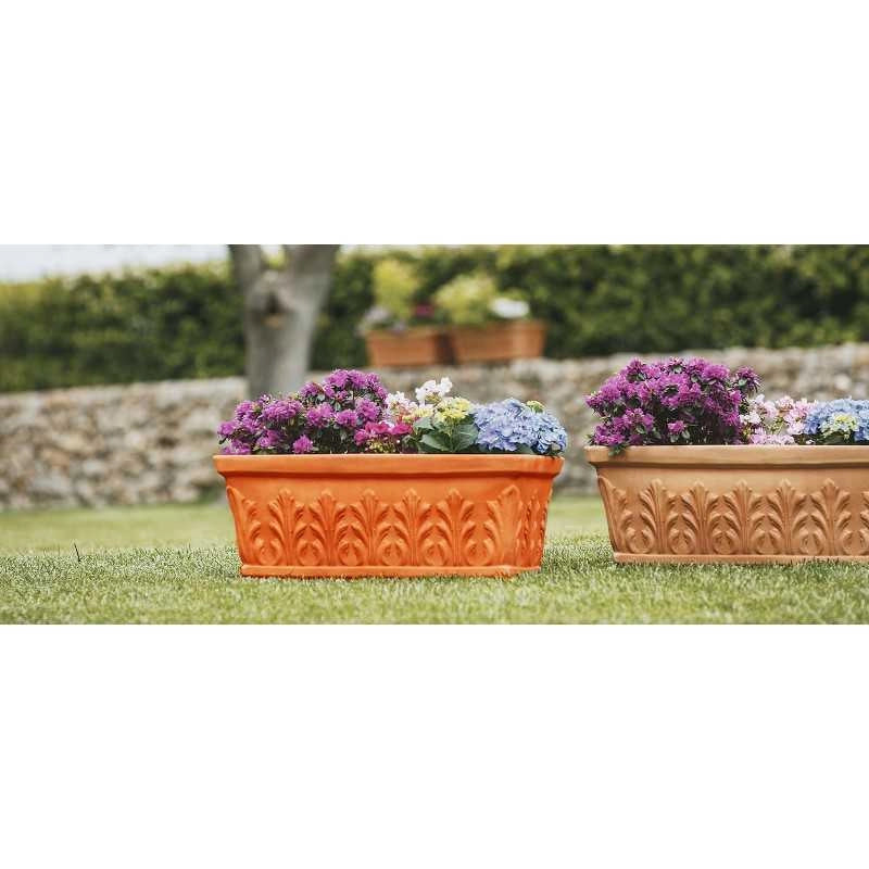 Vaso Fioriera decorativa classica tradizionale 60x30 H26 in polimero resistente terracotta per piante per giardini e terrazze - Made in Italy