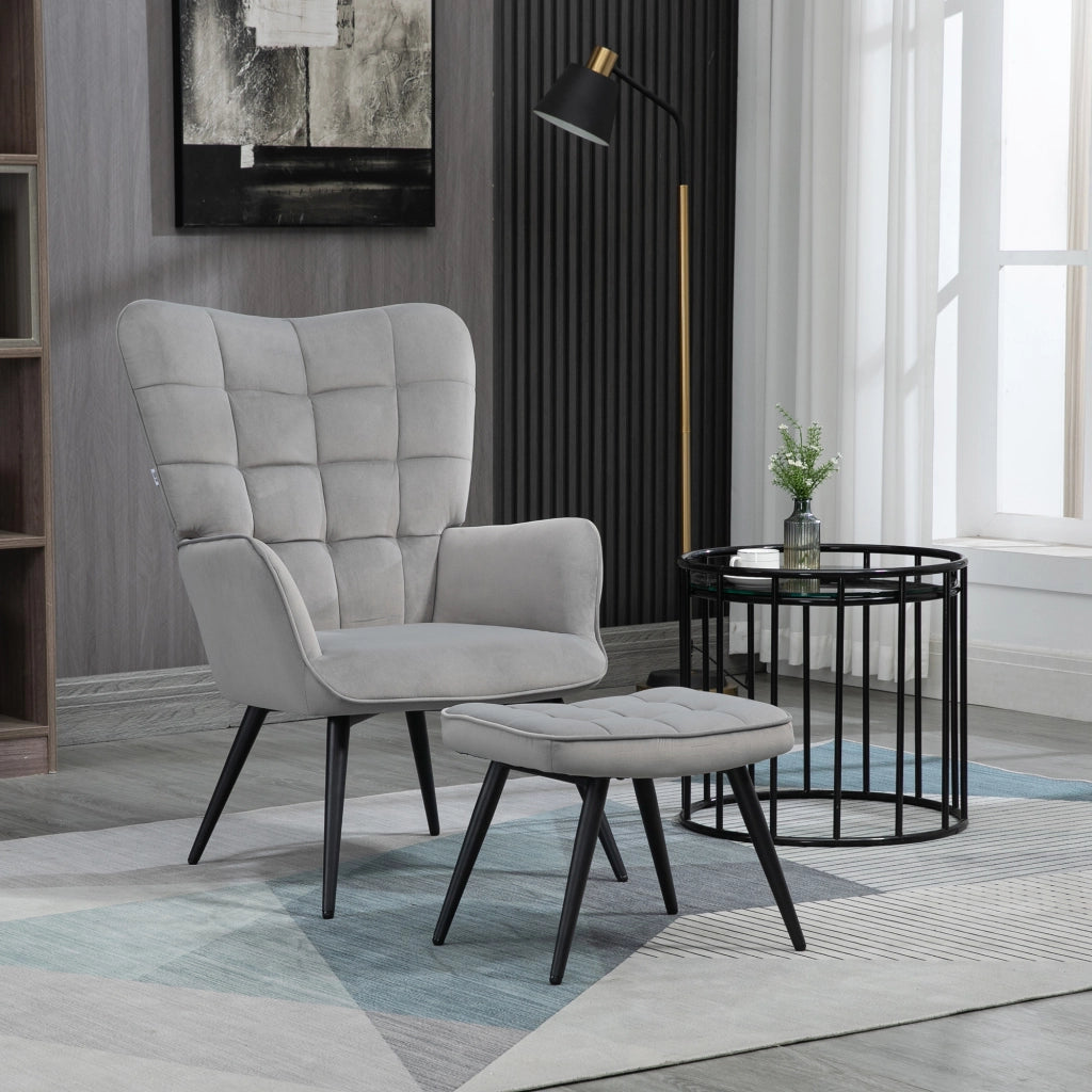 Poltrona relax con poggiapiedi ¨C zephmum ¨C 2 pezzi, grigio