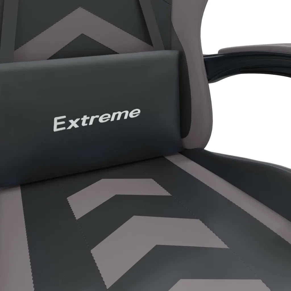 Sedia da Gaming | Sedia da e-sports Girevole Poggiapiedi Nero e Grigio Similpelle