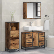 Set di mobili per il bagno con cassetto 3 pcs Legno vecchio