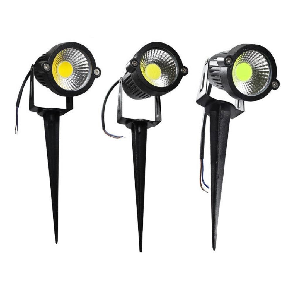 Trade Shop - Faretto Led Cob 5 W Picchetto Esterno Giardino Es06 Luce 4000k 6500k 3000k Verde - -bianco Caldo      -